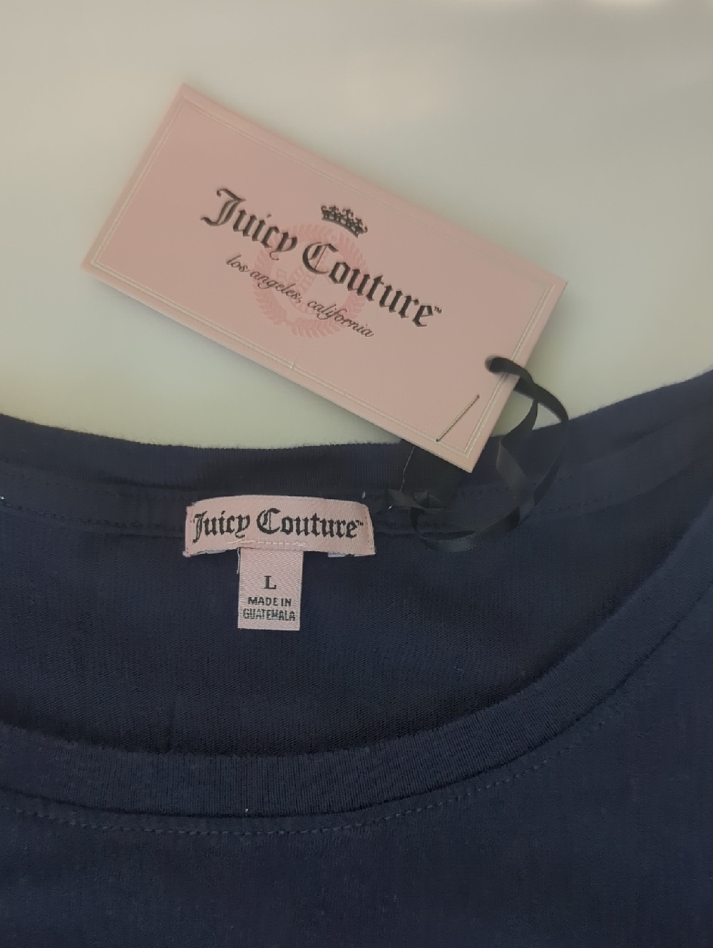 Juicy Couture Navy Tee with Silver Sparkle Crest - Picture 2 of 4